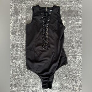 Black bodysuit with gold detail